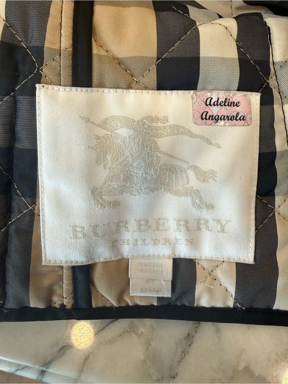 Burberry kids quilted jacket black size 4